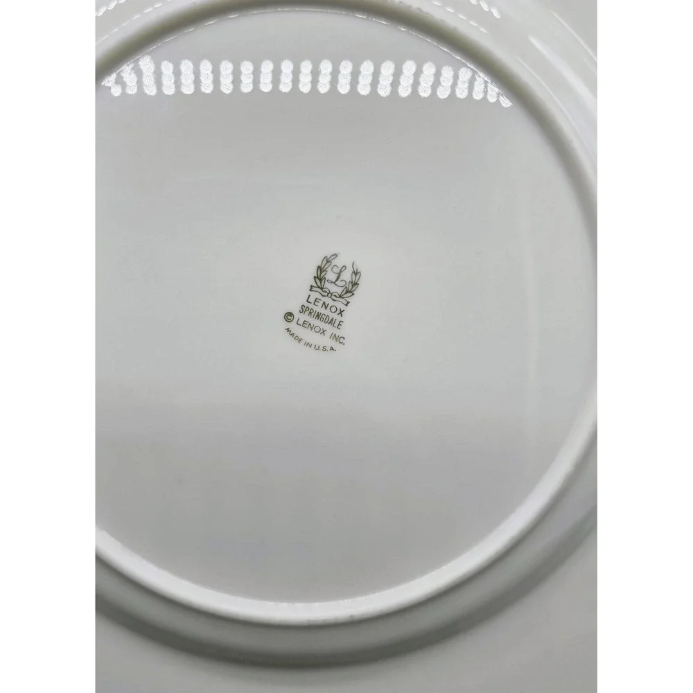 Set/8 Vintage Lenox Springdale Dinner Plate Platinum 10.5